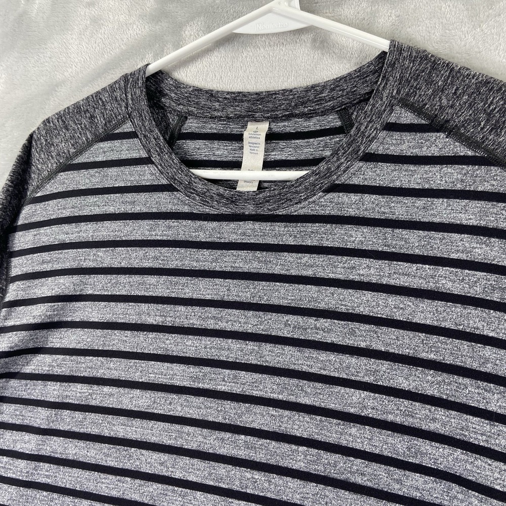Lululemon Shirt men's Large Long Sleeve Performance Tee Striped Crew Neck Casual - Picture 4 of 11